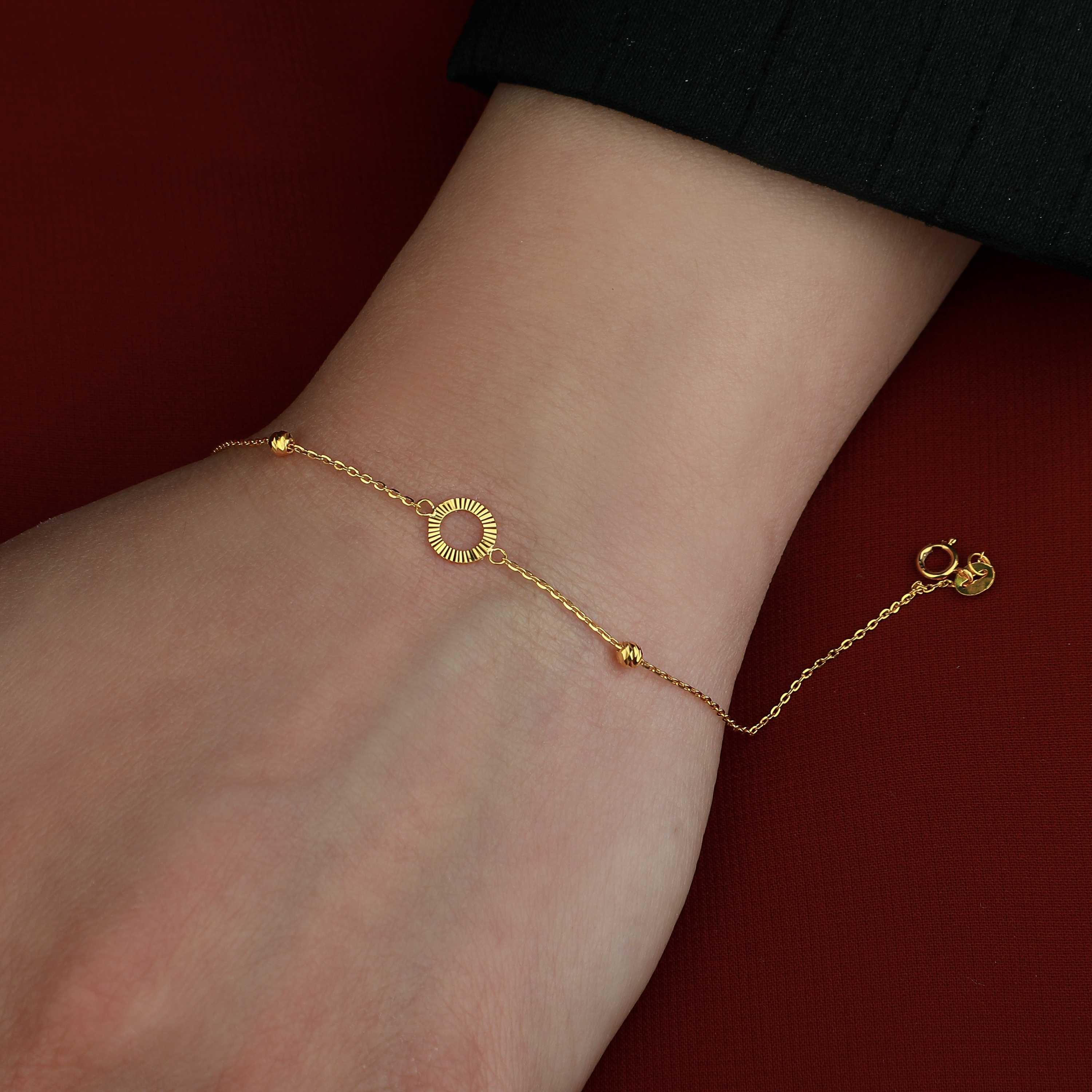 21-karat Turkish-made gold bracelet for children - (H-0831)